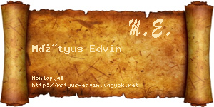 Mátyus Edvin névjegykártya